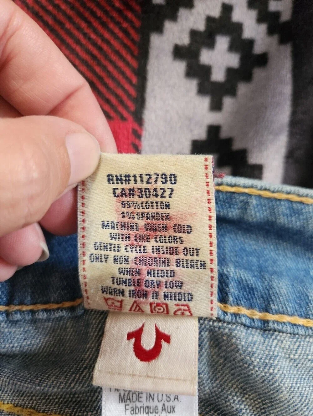 True Religion Y2K Caroline Lady Godiva Patch Low Rise Flare Jeans 26 Premium! - Picture 9 of 11